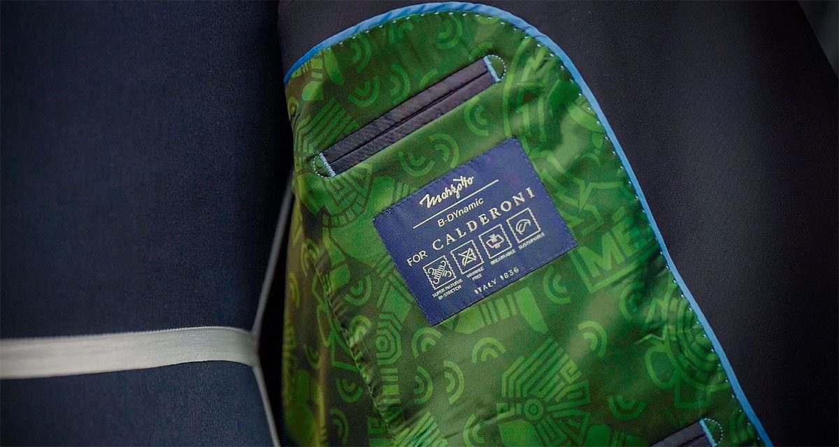 detalle en el interior del saco de Calderoni para la selección mexicana